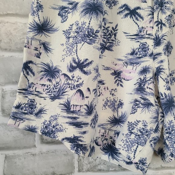 Abercrombie and Fitch Linen Blend Shorts Tropical Print Tailored Beach Resort M - Picture 3 of 10